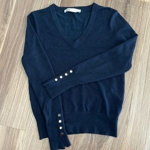 Zara V-Neck Navy Blue Sweater